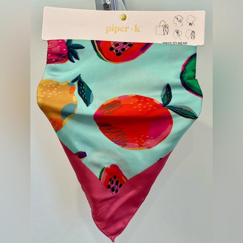 NWT Piper K silky fruit patterned scarf kerchief